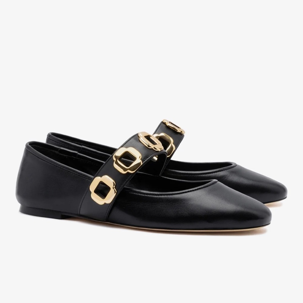 Larroudé Milan Ballet Flat in Black Size 7.5